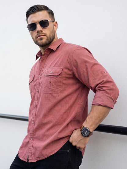 Kuons Avenue Men’s Dusty Rose Corduroy Casual Shirt