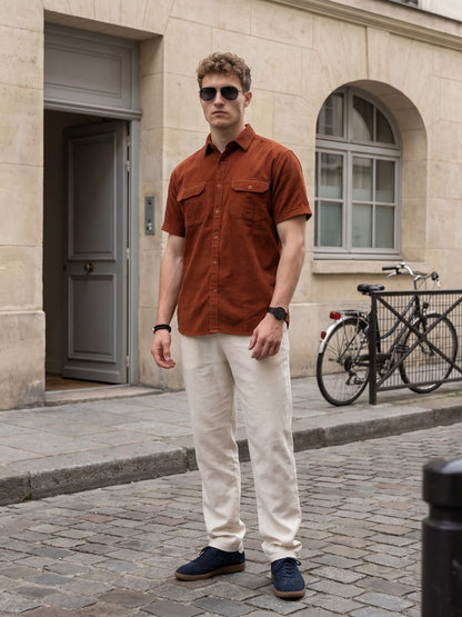 Kuons Avenue Men’s Cedarwood Corduroy Casual Shirt