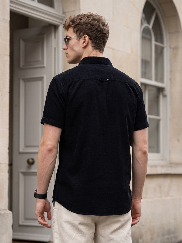 Kuons Avenue Men’s Dark Indigo Corduroy Casual Shirt