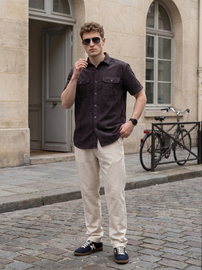Kuons Avenue Men’s Charred Ash Corduroy Casual Shirt