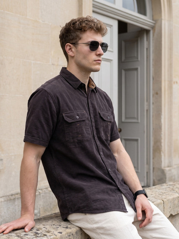 Kuons Avenue Men’s Charred Ash Corduroy Casual Shirt