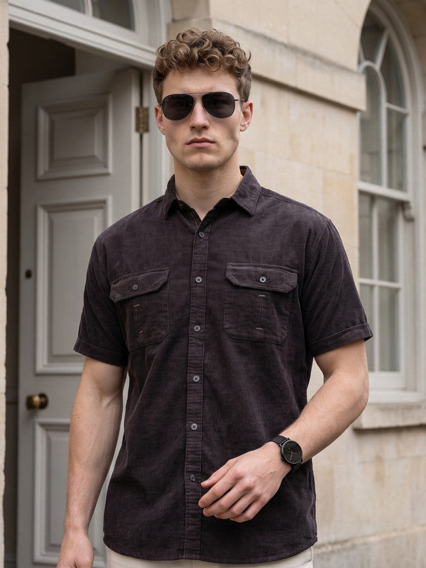 Kuons Avenue Men’s Charred Ash Corduroy Casual Shirt