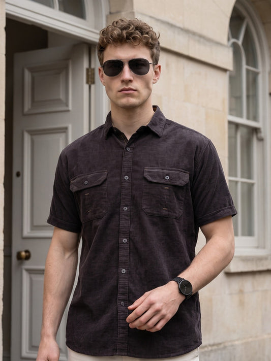 Kuons Avenue Men’s Charred Ash Corduroy Casual Shirt