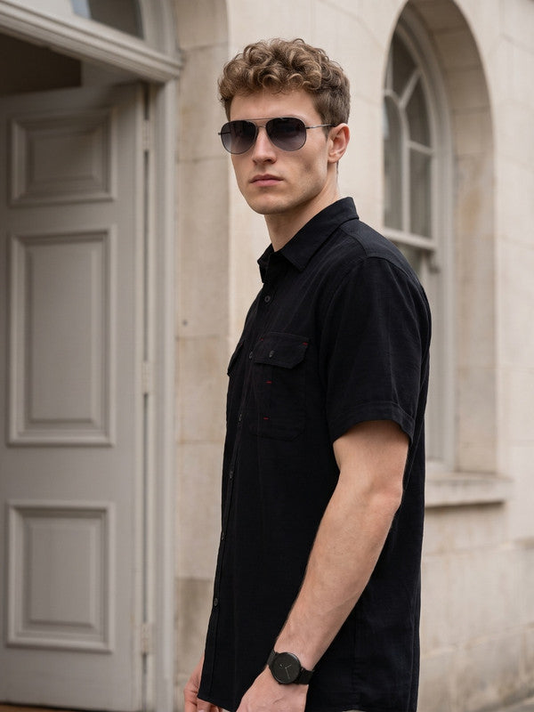 Kuons Avenue Men’s Magma Black Corduroy Casual Shirt