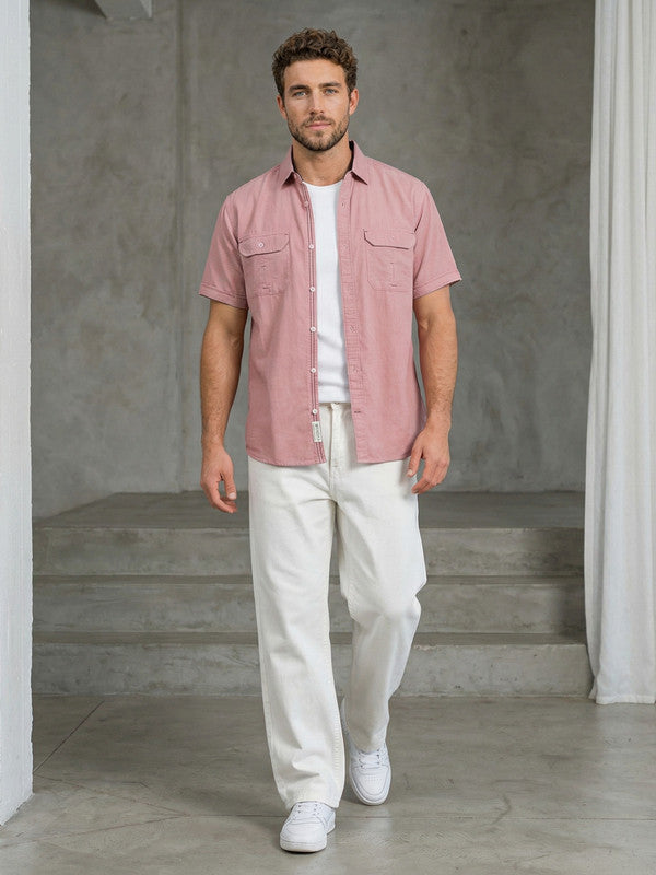 Kuons Men's Amaranth Corduroy Casual Shirt