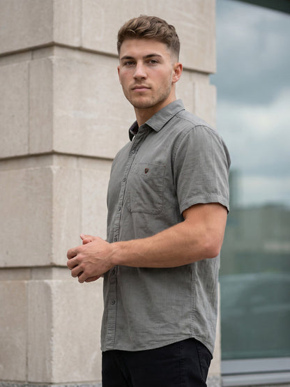 glitchez Men's Sage Green Corduroy Casual Shirt