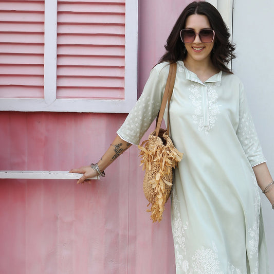 Chariot Print Kurta With Trousers Set