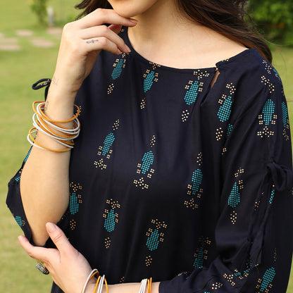 Floral Block Print Kurta With Palazzo Set
