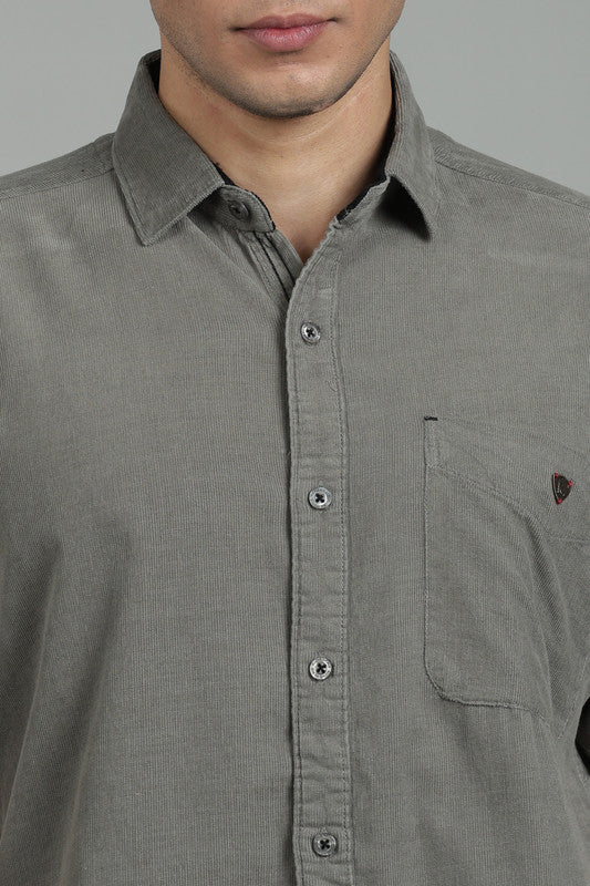 glitchez Men's Sage Green Corduroy Casual Shirt