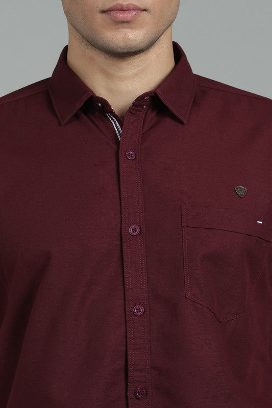 Kuons Men's Umber Brown Linen Cotton Casual Shirt