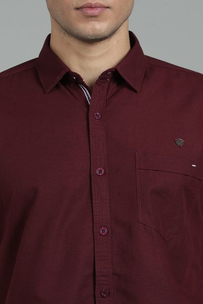 Kuons Men's Umber Brown Linen Cotton Casual Shirt