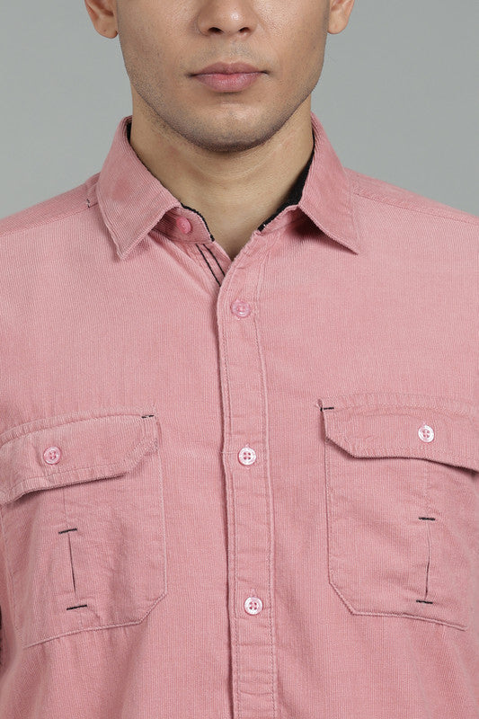 Kuons Men's Amaranth Corduroy Casual Shirt