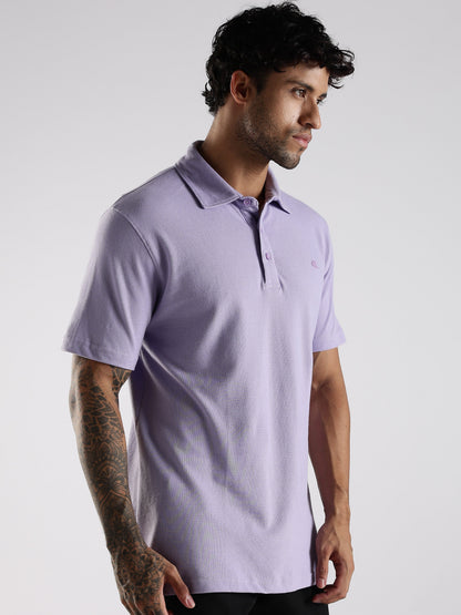 Lavender Cotton Polo T-Shirt for Men
