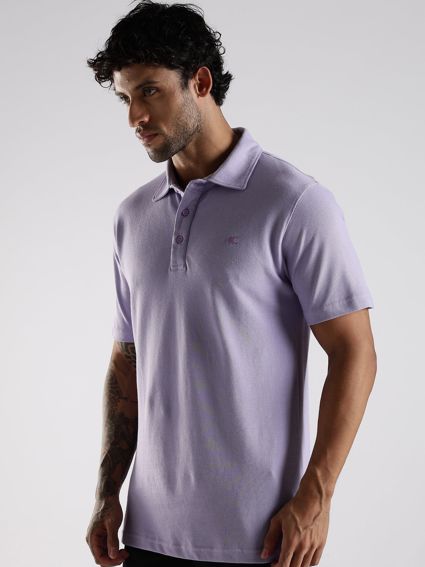 Lavender Cotton Polo T-Shirt for Men