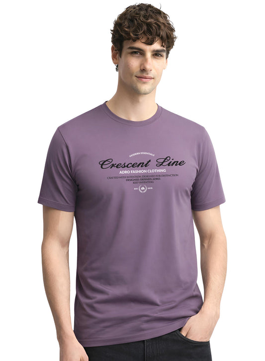 Adro Mens Graphic Printed 100% Cotton T-Shirt | Regular Fit | Printed T-Shirts for Men | Summer Stylish Mens Printed T shirt Lilac
