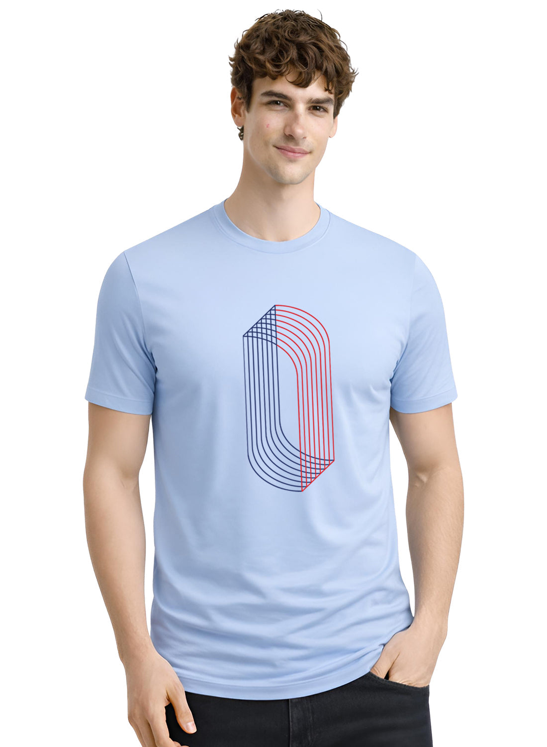 ADRO Printed T-Shirt for Men | Mens Cotton Printed Tshirt | Regular Fit Casual Stylish T-Shirts | Premium Summer Tshirts Sky Blue