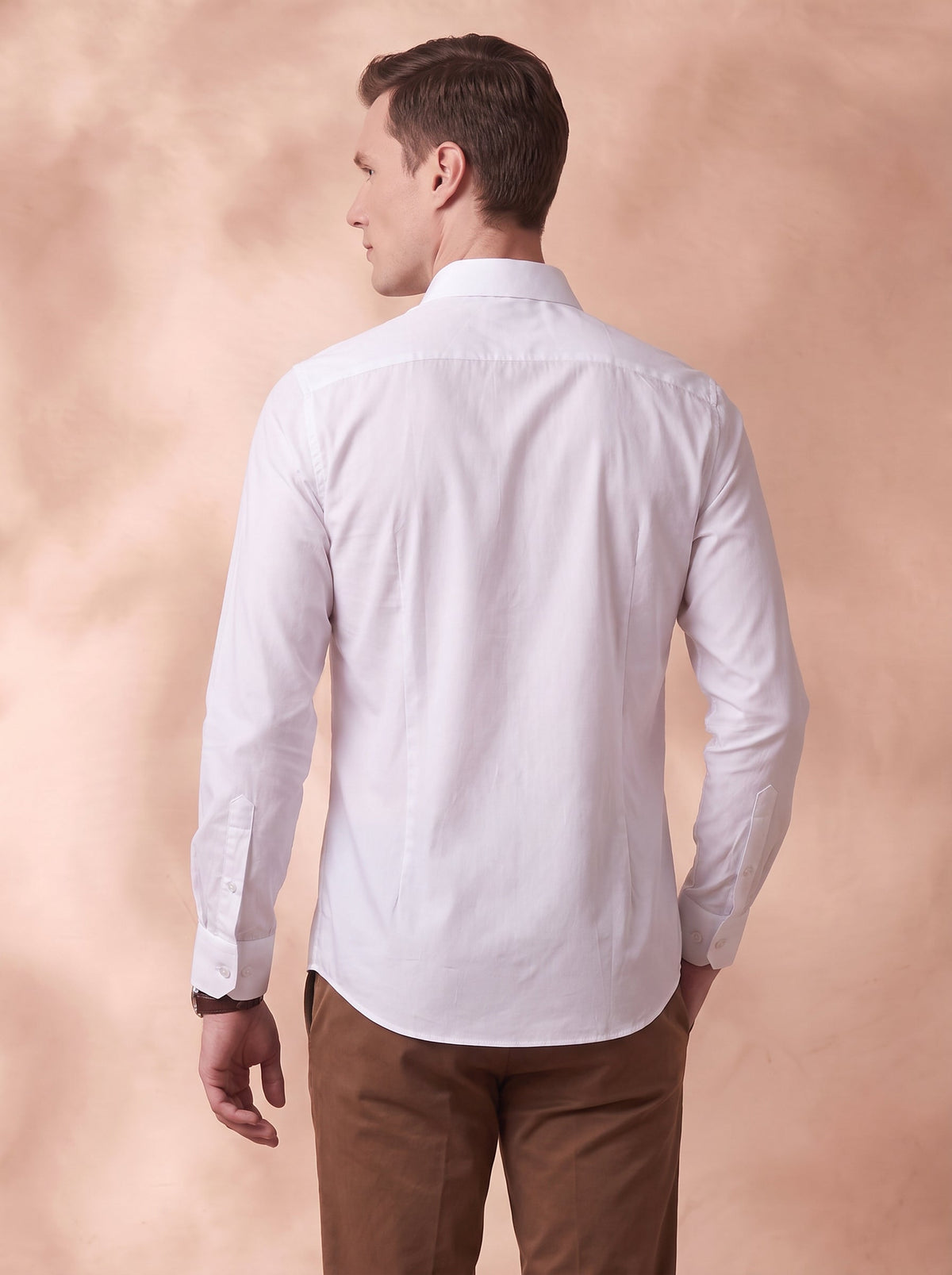 Slim Fit Cotton White Formal Shirt for Men (LINED)