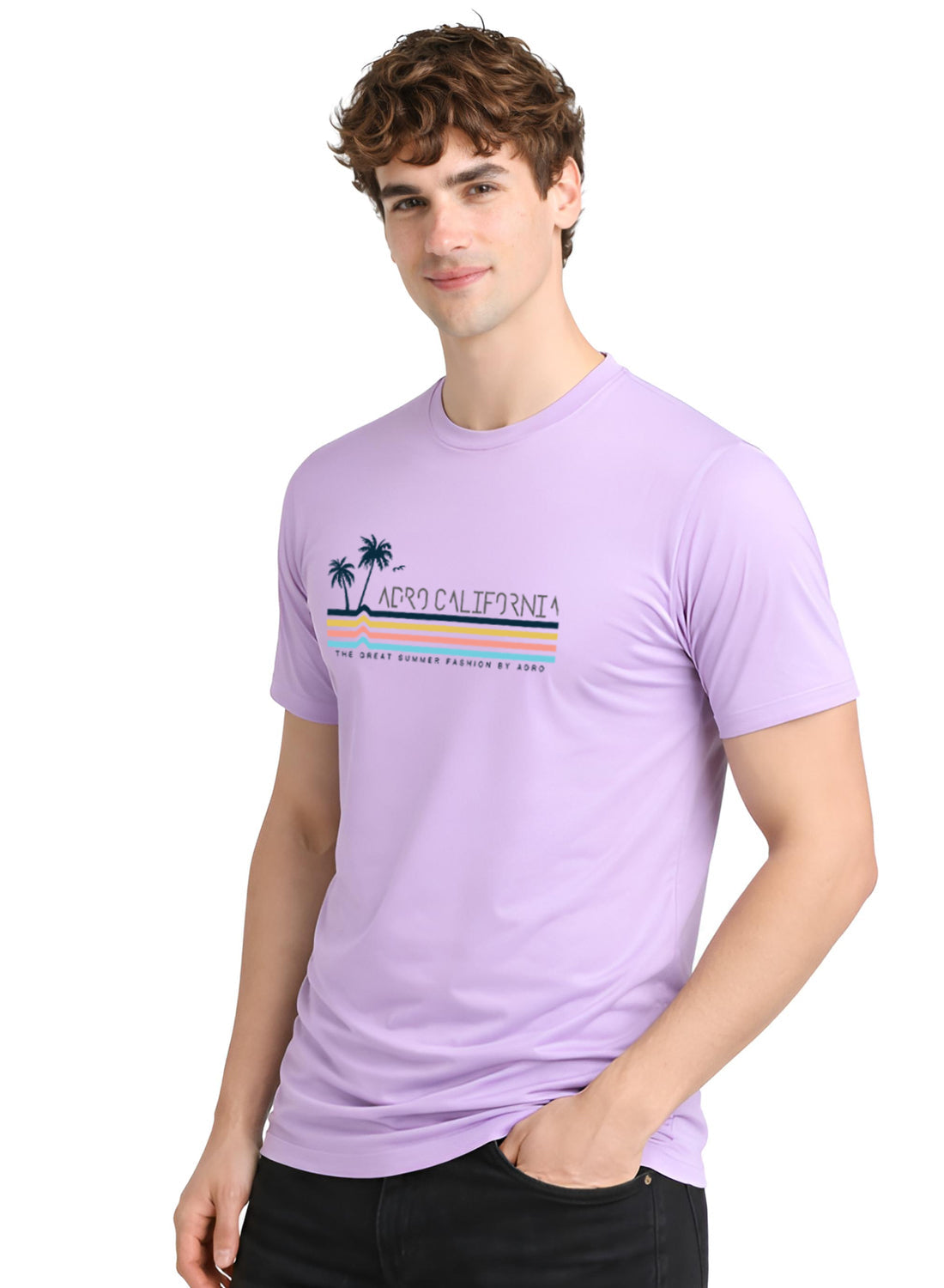Adro Mens California Graphic T-Shirt | Retro Stripe Print Cotton Summer Tshirt | Stylish Beach T shirt | Comfortable Graphic Tee