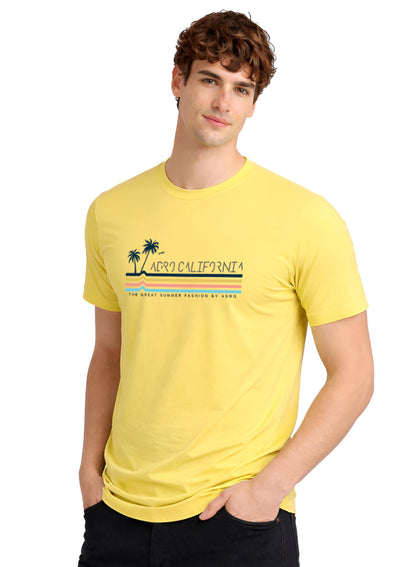 Adro Mens California Graphic T-Shirt | Retro Stripe Print Cotton Summer Tshirt | Stylish Beach T shirt | Comfortable Graphic Tee