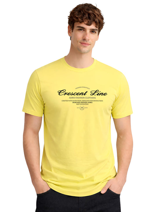 Adro Mens Graphic Printed 100% Cotton T-Shirt | Regular Fit | Printed T-Shirts for Men | Summer Stylish Mens Printed T shirt Light Yellow