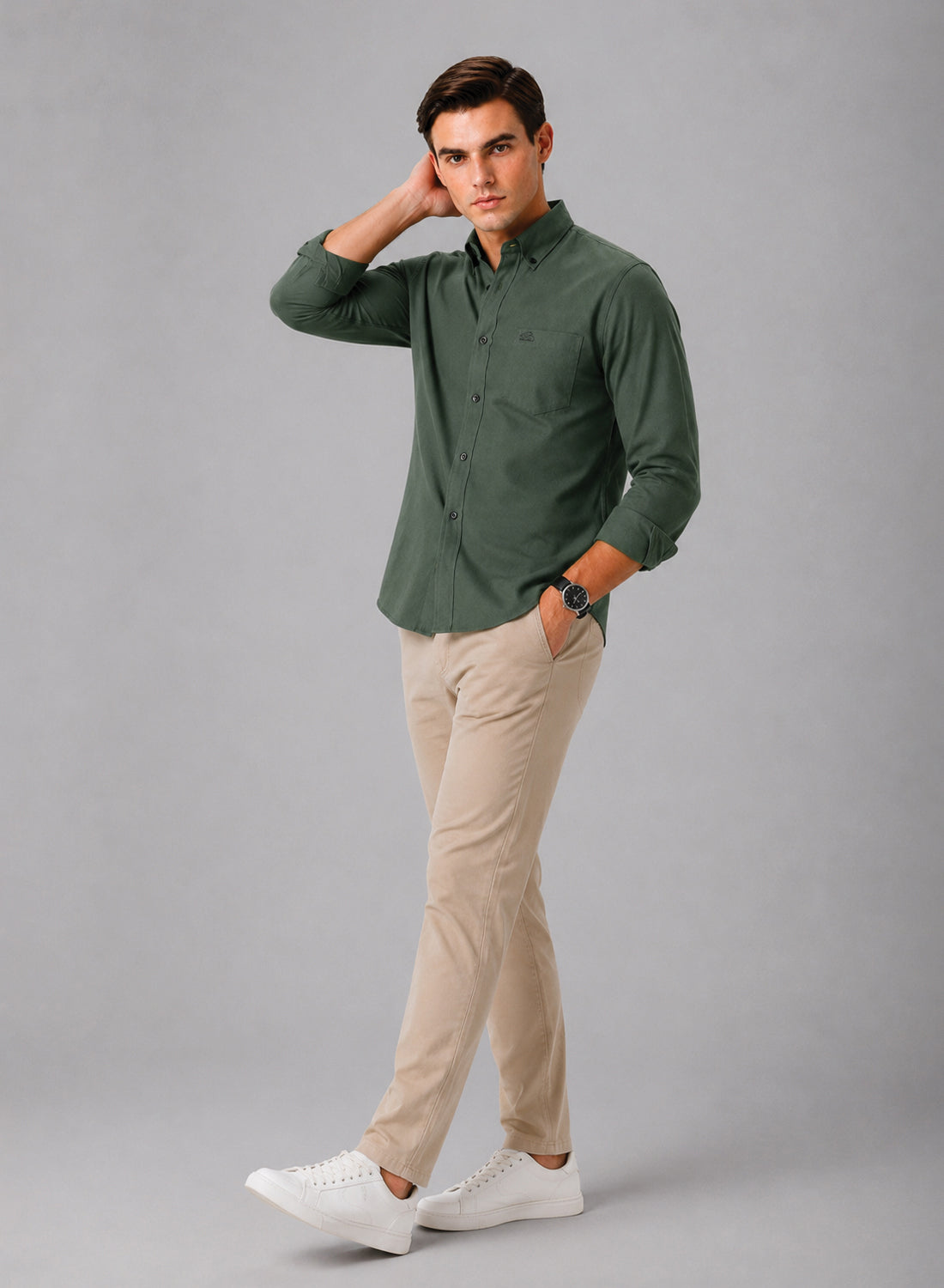 ADRO Premium Oxford Cotton Casual Shirt – Laurel-Green