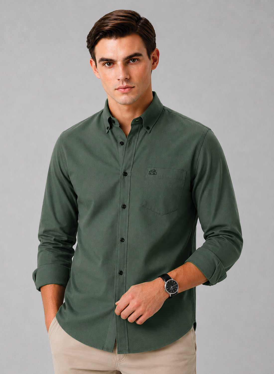 ADRO Premium Oxford Cotton Casual Shirt – Laurel-Green Laurel-Green
