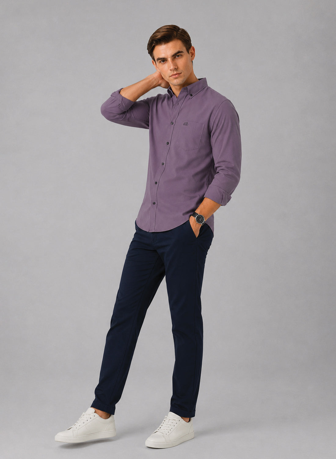 ADRO Premium Oxford Cotton Casual Shirt – Lavender-Mist