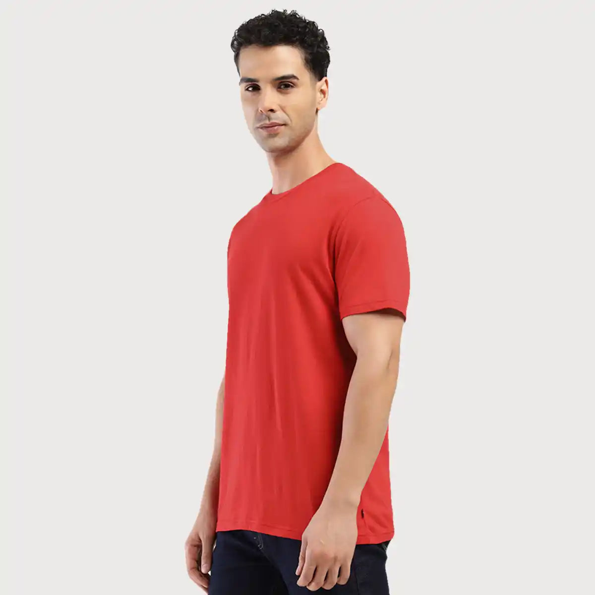 Men's Round Regular Fit Solid T Shirt
