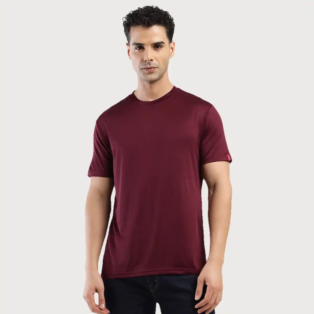 Men's Round Regular Fit Solid T Shirt