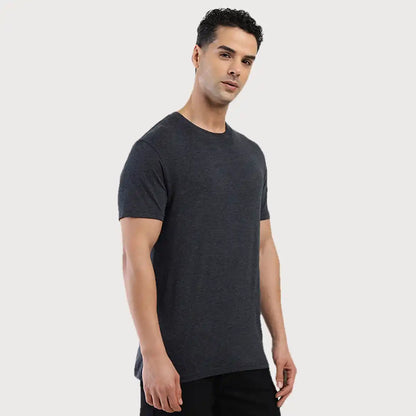 Men's Round Regular Fit Solid T Shirt
