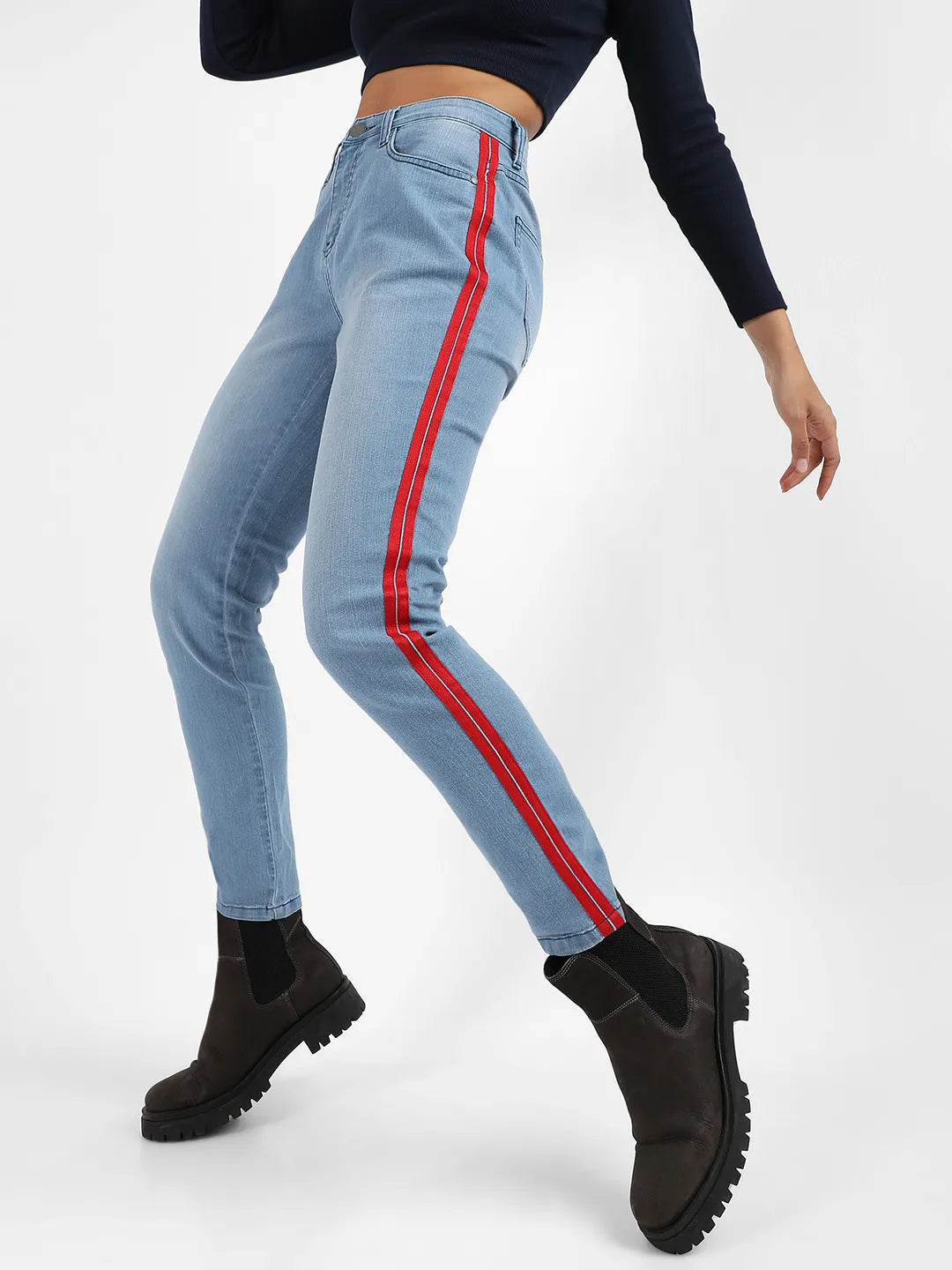 Contrast Side-Striped Denim Jeans