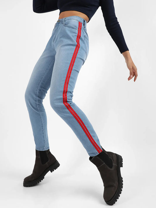 Contrast Side-Striped Denim Jeans
