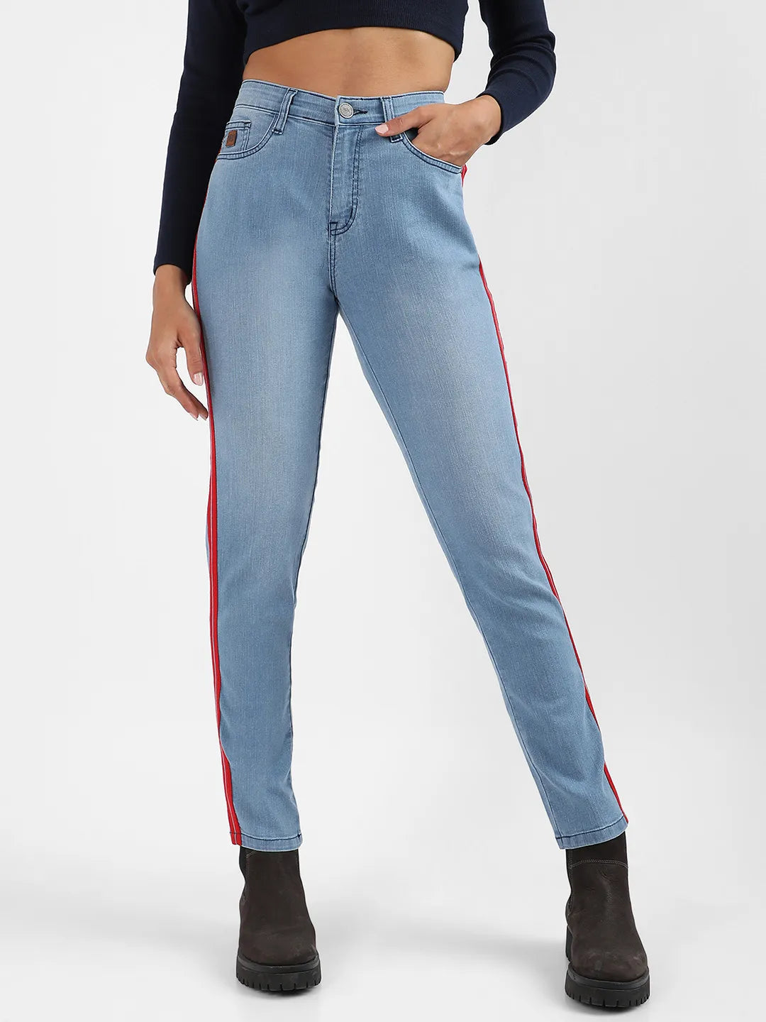 Contrast Side-Striped Denim Jeans