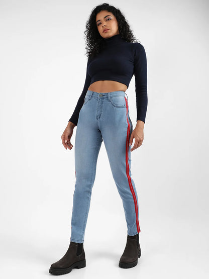 Contrast Side-Striped Denim Jeans
