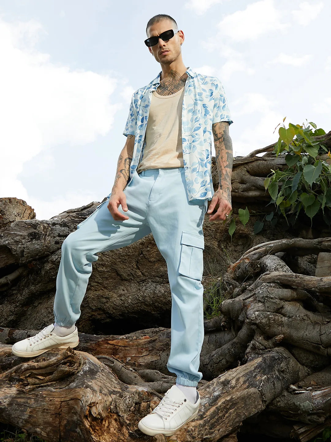 Cuffed Hem Cargo Trousers