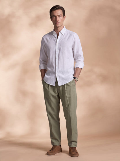 Regular Fit Linen White Casual Shirt for Men (LITEX)