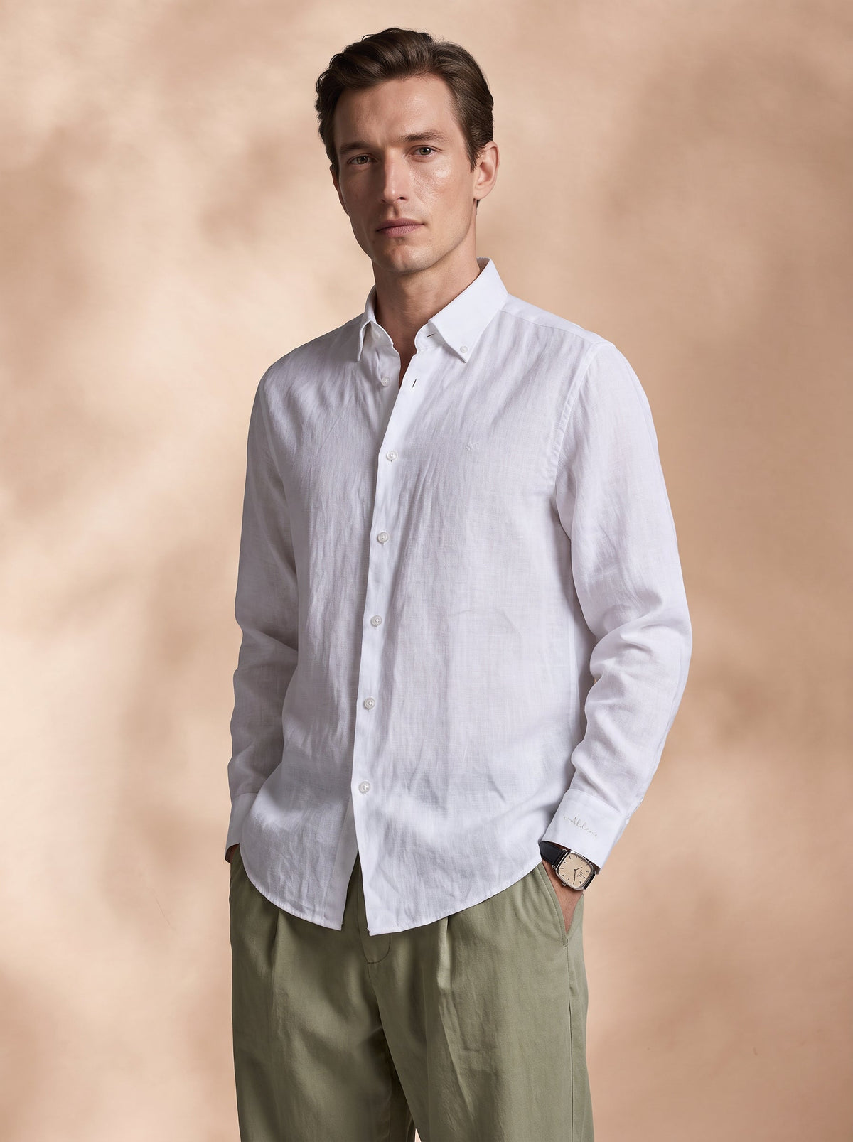 Regular Fit Linen White Casual Shirt for Men (LITEX)