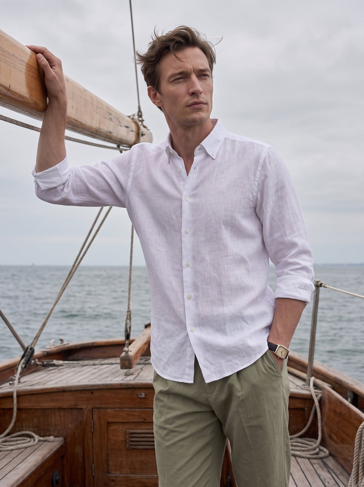Regular Fit Linen White Casual Shirt for Men (LITEX)