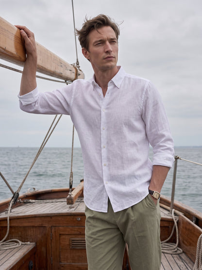 Regular Fit Linen White Casual Shirt for Men (LITEX)