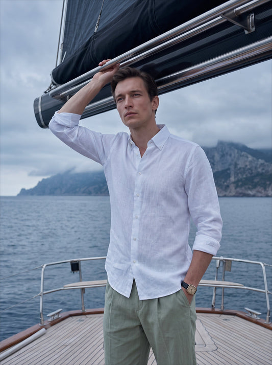 Regular Fit Linen White Casual Shirt for Men (LITEX)
