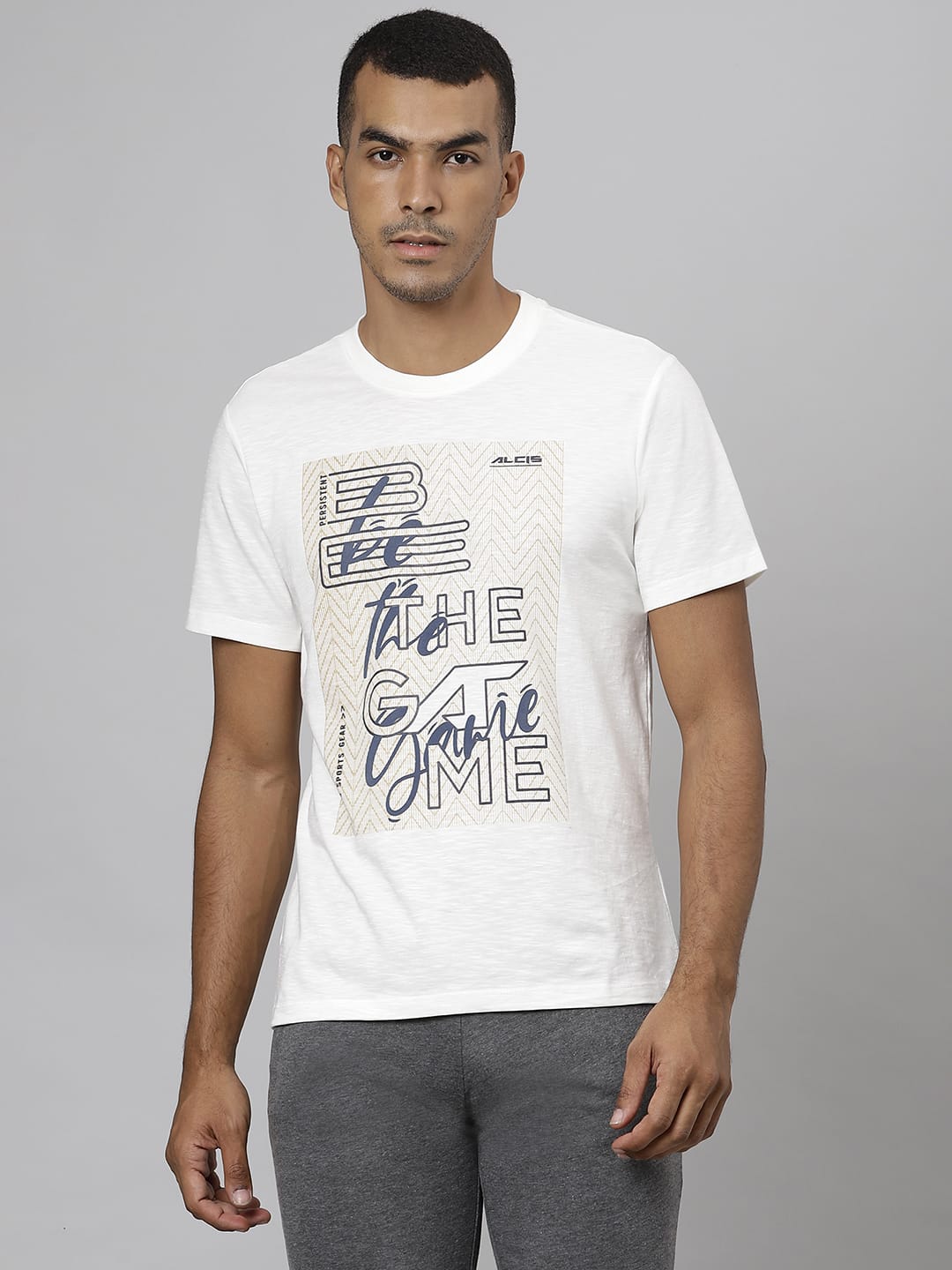 ALCIS Men Printed White Tee T-Shirt