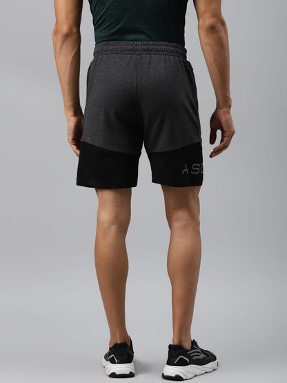 Alcis Men Black Charcoal Grey Colourblocked Slim Fit Sports Shorts