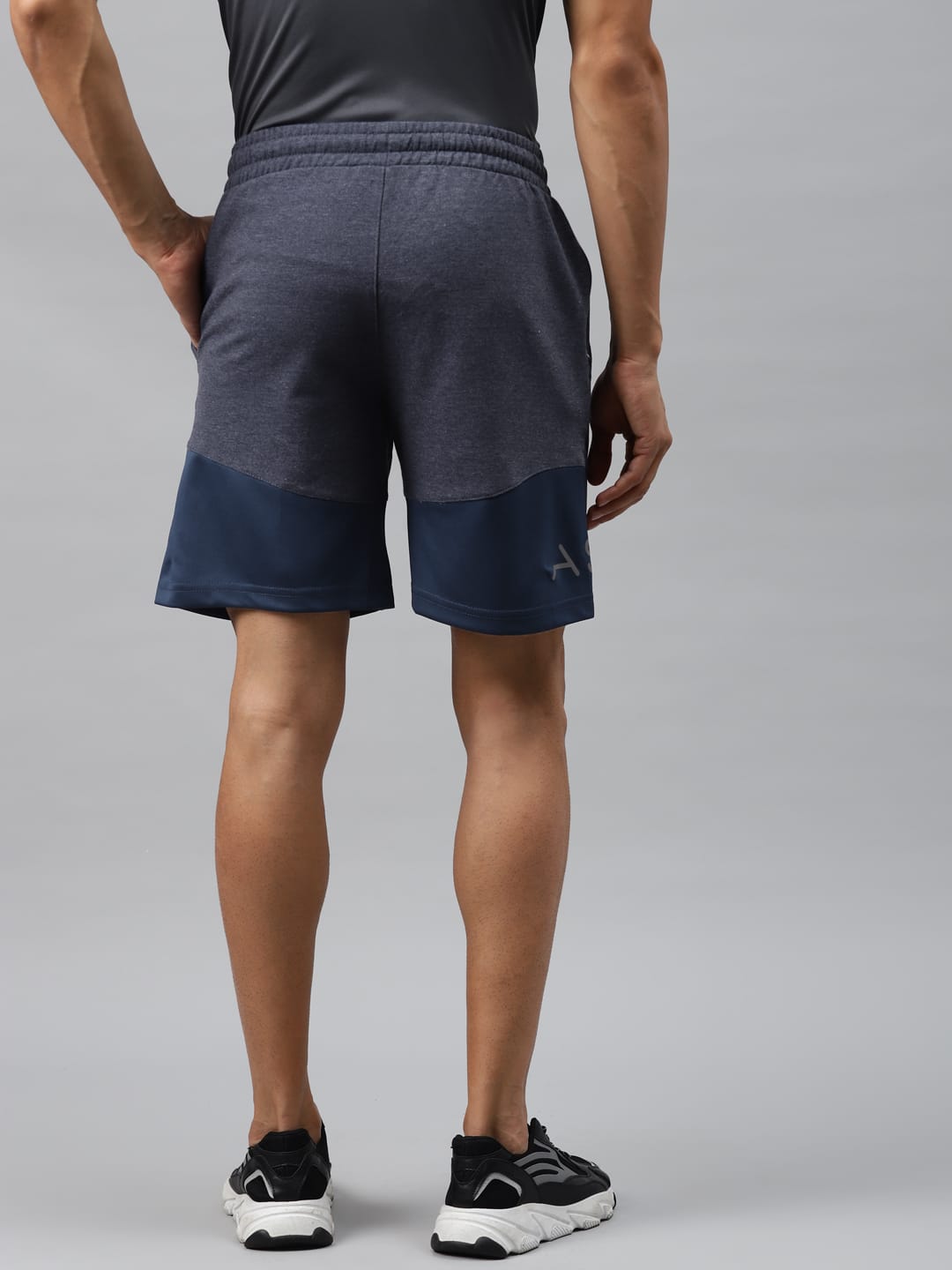 Alcis Men Navy Blue Colourblocked Slim Fit Sports Shorts