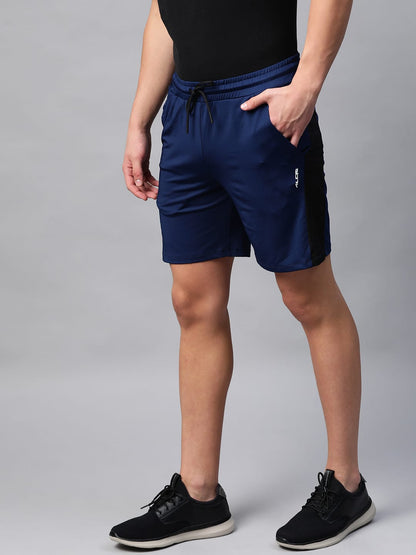 Alcis Men Navy Blue Solid Slim Fit Sports Shorts