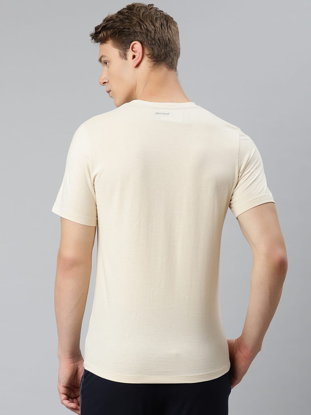 Alcis Men Solid Beige Tshirts