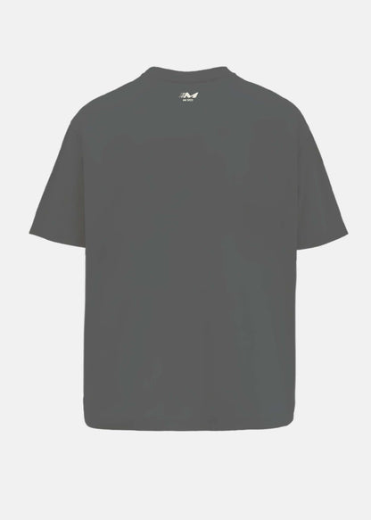 Overseas Printed Smokey Grey Oversized T-Shirt Main Character