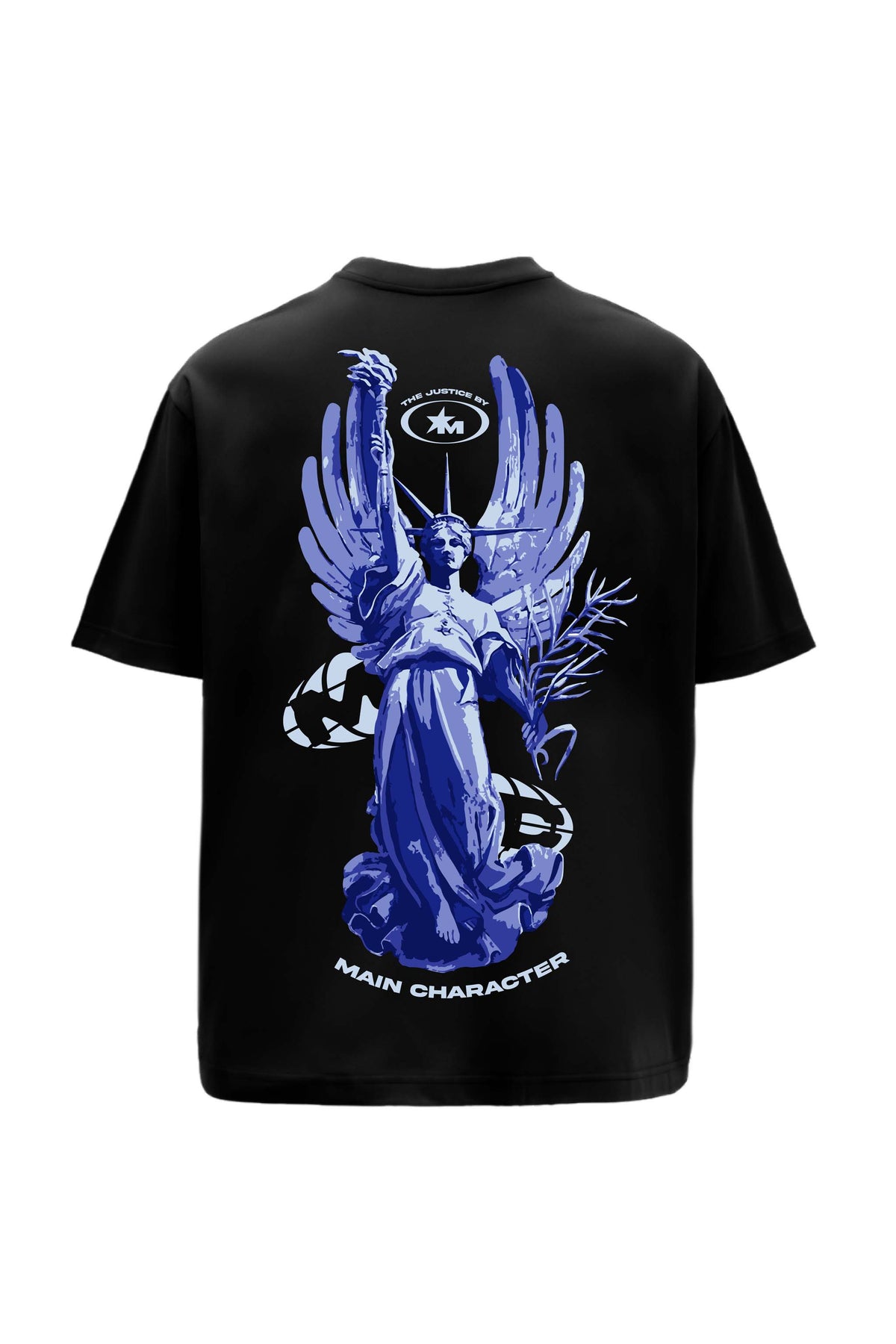 The Justice Printed Black Oversized T-Shirt Main Character