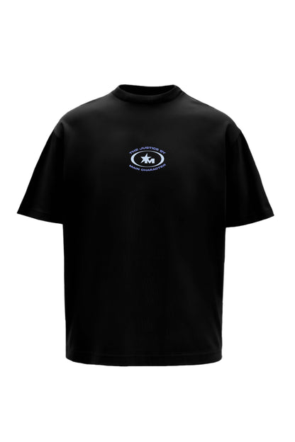 The Justice Printed Black Oversized T-Shirt Main Character