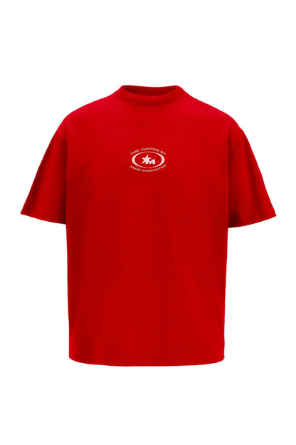 The Justice Printed Red Oversized T-Shirt Main Character
