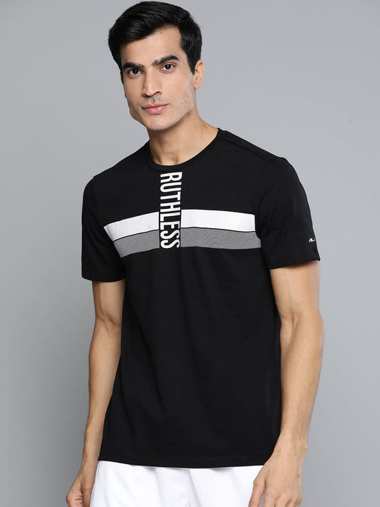 Alcis Men Printed Black Tshirts